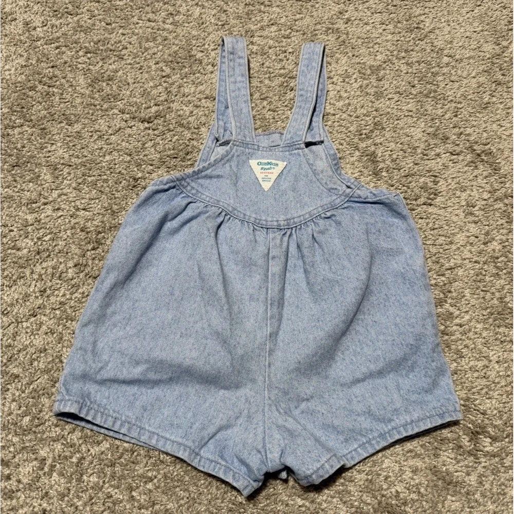 90s Vintage Toddler 3T OshKosh B'gosh Sunflower Denim Overall Shorts Made n USA